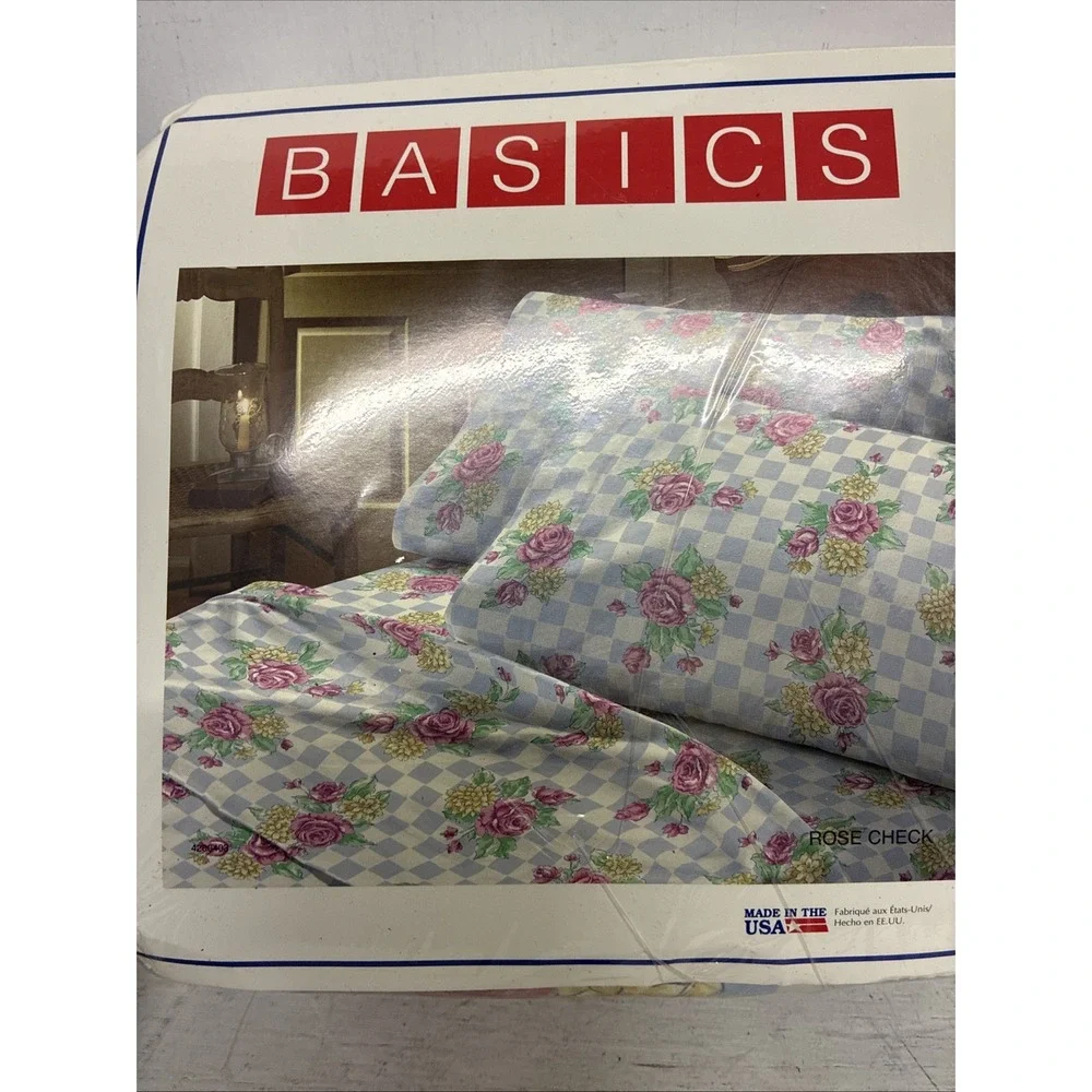 Vintage Westpoint Stevens Basics Rose Check Twin 3 Piece Sheet Set New - Picture 2 of 5